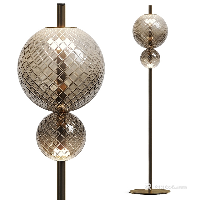 Chic Floor Lamps With Spherical Textured Shades And Metal Stands 3d model 