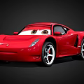 Red Sports Car With Cartoon Eyes And Sleek Shiny Exterior Body Design