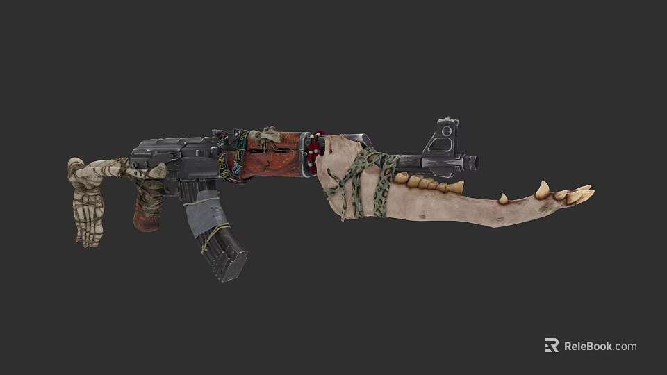 Unique Hybrid Weapon Design With Gun Body Serrated Blade And Textured Grip 3d model 