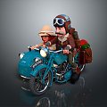 Three-wheeled motorcycle explorer explorer tourist cartoon motorcycle two-wheeled motorcycle 3d model