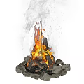 Garden Decorative Bonfire With Flaming Logs And Sparks On Black Background