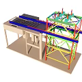 Colorful Structural Framework Construction Model With Blue Platform And Supporting Structures