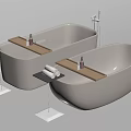 Modern Freestanding Bathtubs with Wooden Trays Bath Products and White Towels