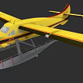 Yellow Seaplane With Floats And Red Accents On Wings And Fuselage