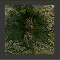 Detailed 3D Terrain Model of Mountain With Green Vegetation and Layered Structure