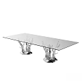 Modern Glass Top Dining Table With Crystal Tree Branch Inspired Legs Design
