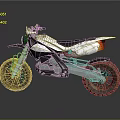 Modern Off Road Motorcycle With White Silver Body Black Seat And Muddy Tires