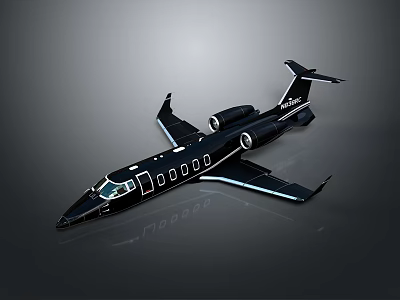 Black Space Plane With Modern Aerodynamic Wing Design And Windows 3d model