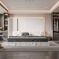 Modern Bedroom Interior Design With Large Bed Built in Wardrobe And Recessed Lighting