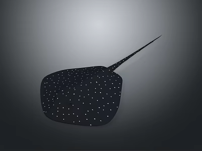 Flat Black Stingray With White Spots And Long Tail Marine Creature 3d model