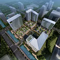Modern High Rise Office Buildings Featuring Sleek Architectural Design Green Spaces And Urban Roads