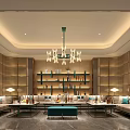 Modern Luxury KTV Lobby With Chandelier Sofa Wine Rack And Decorative Art