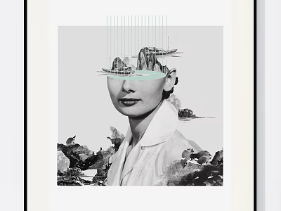 Surreal Portrait Painting With Mountain Landscape Facial Overlay And Natural Elements 3d model