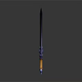 Fantasy Scimitar Weapon With Rainbow Colored Blade And Blue Decorative Handle