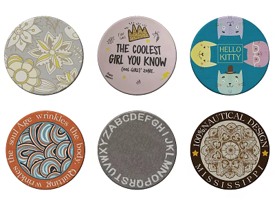Round Rugs With Assorted Patterns Including Floral Letters And Cartoon Designs For Home Decor 3d model