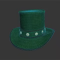 Stylish Green Tall Hat With Brown Brim And Golden Studs For Daily Use