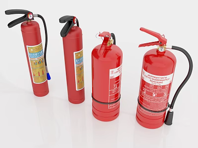 Red Fire Extinguishers As Essential Fire Safety Equipment For Emergency Use 3d model