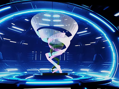 Modern Open Kitchen Interior Design With Island Counter And Appliances 3d model Modern Open Kitchen Interior Design With Island Counter And Appliances 3d model