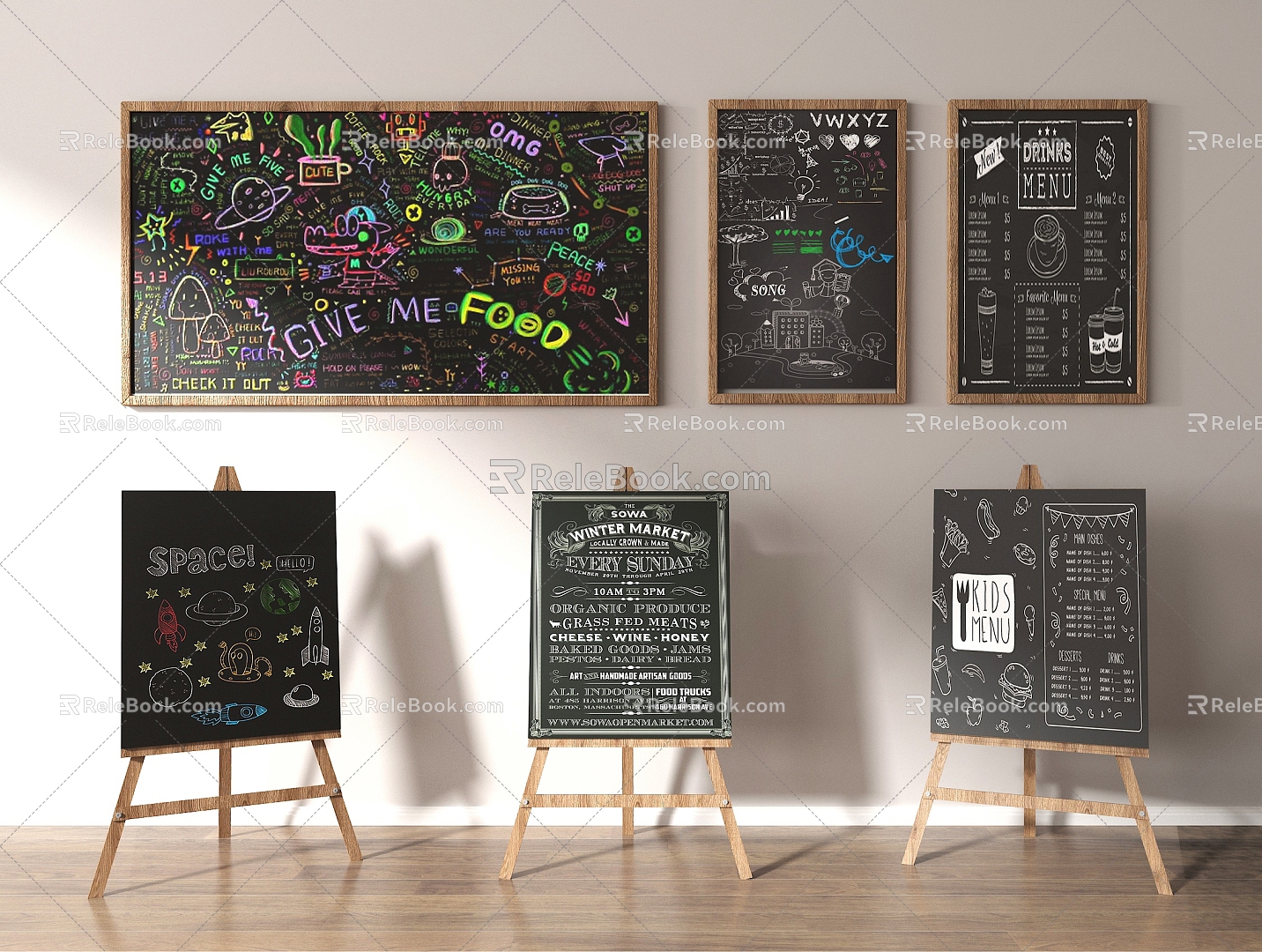 Modern display supplies blackboard 3d model