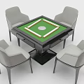 Modern Entertainment Table With Green Surface Black Frame And Four Gray Chairs 3d model