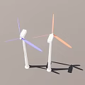 Colorful Wind Turbine Models With Blue Orange Blades And White Base For Home Decor