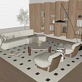 Quiet sofa tea table combination 3d model