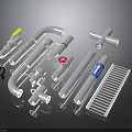 Plumbing Hardware Tools With Elbow Tee Pipe Fittings Gasket And Grate