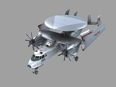 Modern Military Fighter Jet With Four Propellers Large Radar And National Emblem 3d model
