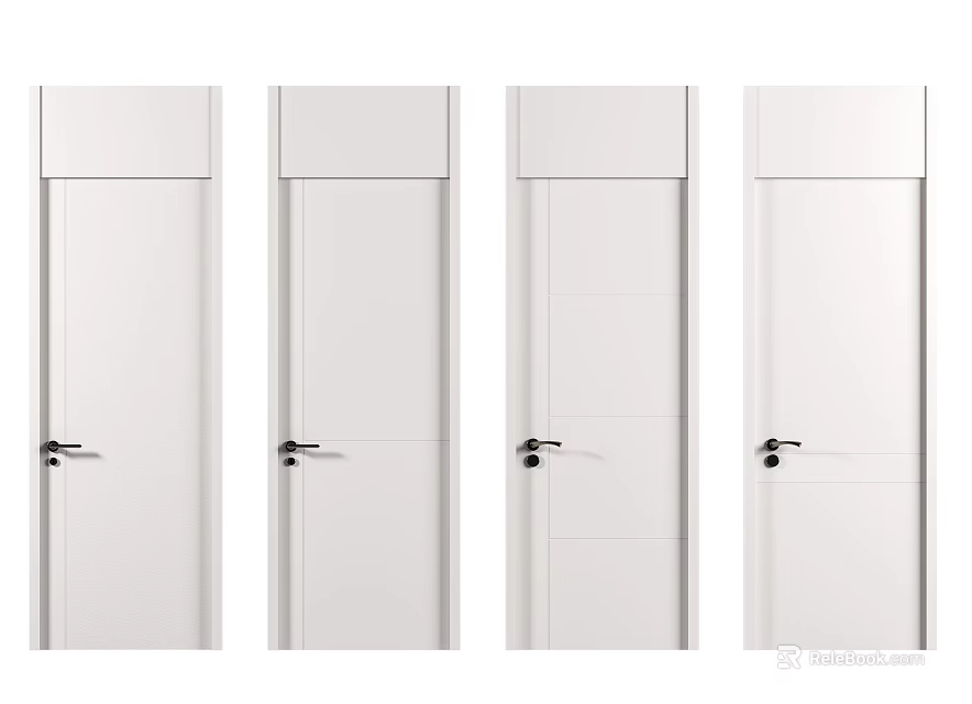 White Interior Swing Doors With Modern Design For Home Different Styles 3d model 