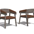 Modern Leisure Chair With Wooden Frame Brown Seat And Comfortable Armrests