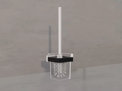 Modern Minimalist Bathroom Accessories Toilet Brush With Transparent Holder And White Handle 3d model