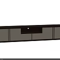 Modern TV Stand With Dark Brown Frame And Light Beige Cabinet Doors