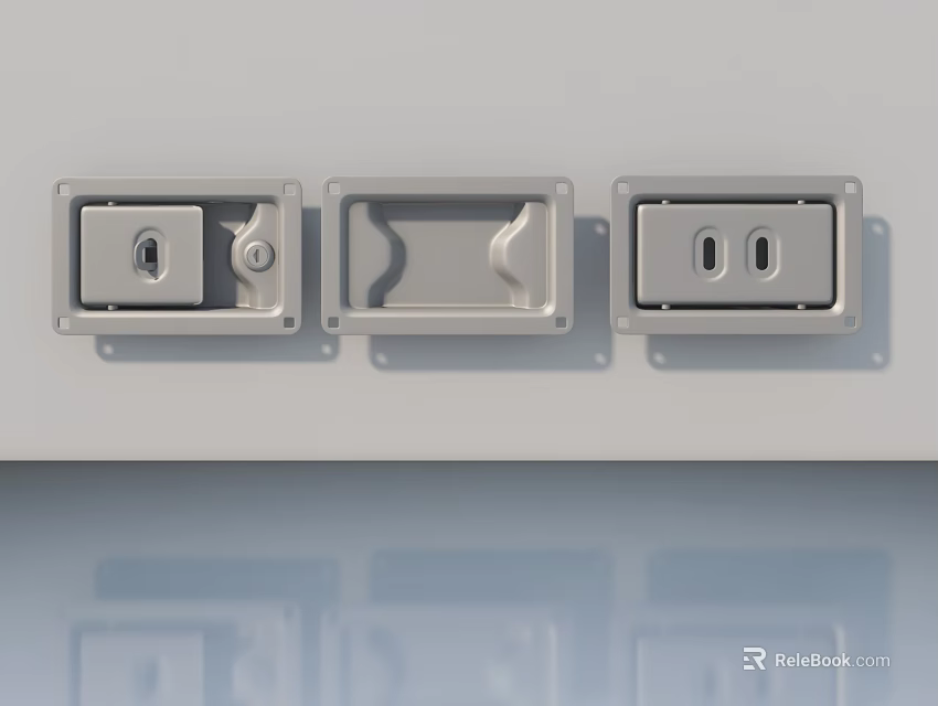 Modern Swing Door Design Featuring Key Lock Handle And Panel Components 3d model