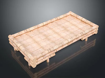 Handcrafted Wooden Tray With Rectangular Shape Support Legs And Natural Wood Grain Design 3d model