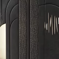 Modern Bedroom Accent Wall With Black Leather Stitched Geometric Patterns And Decorative Lines