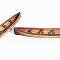 Two Wooden Boat Models With Natural Wood Texture And Seating Planks