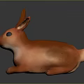 Orange Rabbit Figurine With Long Ears Black Eyes In Lying Pose