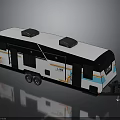 Modern LITE RV Trailer With White Black Orange Blue Accents And Roof Vents