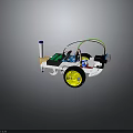 Robot Car With White Chassis Yellow Wheels Electronic Components And Colorful Wires