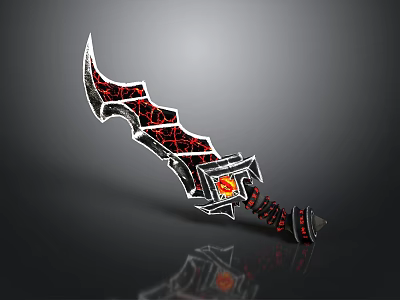 Fantasy Sword With Intricate Red Black Patterns And Ornate Hilt Design 3d model