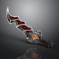 Fantasy Sword With Intricate Red Black Patterns And Ornate Hilt Design