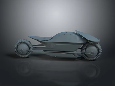 Futuristic Gray Concept Motorcycle With Streamlined Body And Gear Like Wheels 3d model