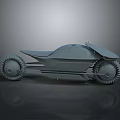 Futuristic Gray Concept Motorcycle With Streamlined Body And Gear Like Wheels