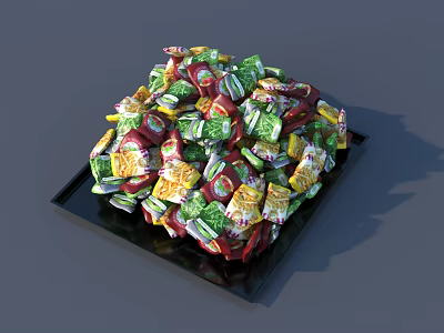 Commercial Display Tray With Colorful Wrapped Candies For Retail Presentation 3d model