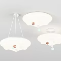 Modern Artistic Ceiling Lights With Curved White Shades And Hanging Colorful Beads