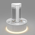 Modern White Washbasin With Circular Countertop Base And Surrounding Lights 3d model