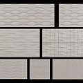 Light Colored Textured Wall Panels With Wavy Striped And Grid Patterns For Interior Design 3d model