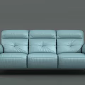 Elegant Light Blue Leather Three Seat Sofa Modern Design With Metal Legs