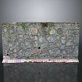 Rustic Textured Stone Wall Structure With Colorful Patterned Bricks At Base 3d model
