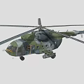Detailed Military Camouflage Helicopter With Rotors Fuselage And Equipment Structure